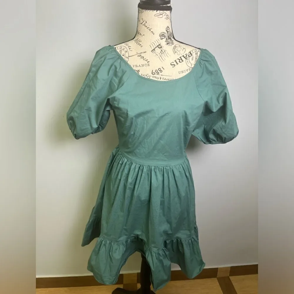 Peter Som Collective Green Puff Sleeve Dress Size 0